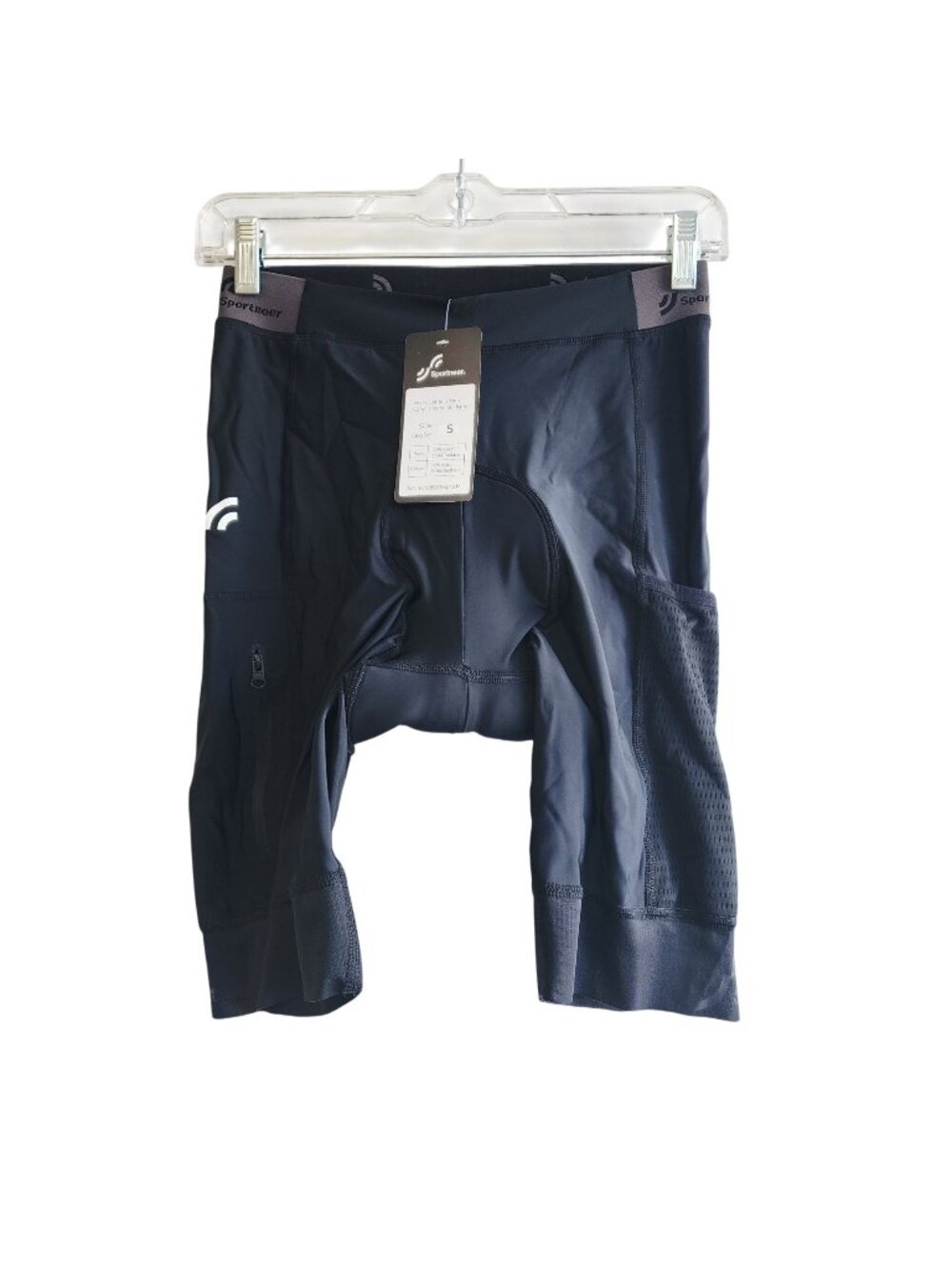Sportneer Mens Cargo Cycling Shorts  S Black Breathable Mesh Panels Reflective